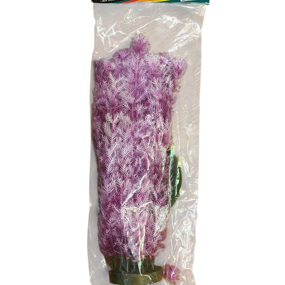 1 - Vo-Toys Votoys Aqua Lux Aquarium Plant 12" Plastic Decoration Purple & White